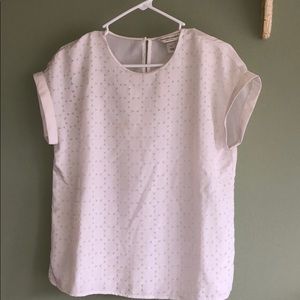 Christopher & Banks White Short Sleeve Blouse